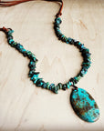 Natural Turquoise Chunky Necklace with Large Natural Pendant 250f