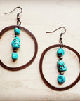 Copper Hoop Earrings w/ Blue Turquoise and Copper 201r