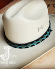 Blue Navajo Embossed Leather Hat Band Only 950a