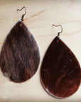 **Leather Teardrop Earrings in Brown Hair on Hide 202m