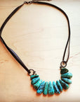Natural Turquoise with Leather Cord Necklace 250v