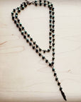 Double Strand Lariat African Turquoise Necklace w/ Copper Feather 251h