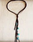 Leather Lasso Necklace with Turquoise Accents 251r