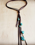 Leather Lasso Necklace with Turquoise Accents 251r