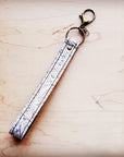**Embossed Leather Key Chain Strap Oyster Paisley 701c