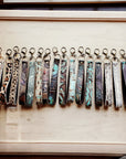 **Embossed Leather Key Chain Strap Turquoise Steer 701b