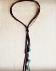 Leather Lasso Necklace with Turquoise Accents 251r