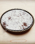 Rope Edge Spotted Hair on Hide Leather Belt Buckle 902g