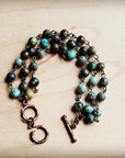 African Turquoise Triple Strand Bracelet 804s
