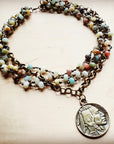 Amazonite Collar-Length Necklace with Indian Head Coin 252L