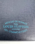 Louis Vuitton Pochette Voyage MM Taiga Dark Blue Leather Hand Bag Limited Edition