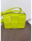 BOTTEGA VENETA Intrecciato Mini Cassette Lime Green Lambskin Crossbody Bag