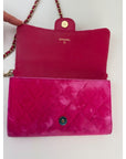 Chanel Velvet Quilted Timeless Fuchsia Wallet Chain Clutch