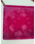Chanel Velvet Quilted Timeless Fuchsia Wallet Chain Clutch