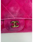 Chanel Velvet Quilted Timeless Fuchsia Wallet Chain Clutch