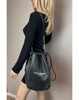 Saint Laurent Lambskin Teddy Drawstring Sac Bucket Bag