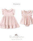 Eyelet Girl's Cotton Dress for Special Occasions - Pink