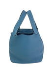 HERMÈS Taurillon Clemence Picotin 22 MM Blue Leather Handbag
