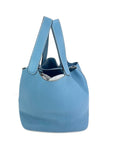 HERMÈS Taurillon Clemence Picotin 22 MM Blue Leather Handbag