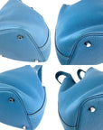 HERMÈS Taurillon Clemence Picotin 22 MM Blue Leather Handbag