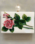 Dolce & Gabbana Leather Floral Pearl Snap Bag