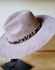 Taupe Boho Western Hat w/ Choice of Leather Band & Turquoise Slab 983w