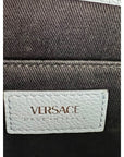 Versace Virtus Top Handle Grained Calfskin Light Blue Tote