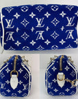 Louis Vuitton Blue Jacquard Velvet Speedy 20 Bandouliere Bag
