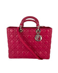 Christian Dior Lambskin Cannage Large Red Lady Dior Shoulder Bag