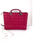 Christian Dior Lambskin Cannage Large Red Lady Dior Shoulder Bag