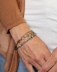 Rustic Creek 7.5-8.5" Czech Glass, Turquoise, Leather Multistrand Bracelet