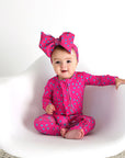 Evelyn Dot Ruffle Zip Bamboo Valentines Day Baby Outfit Dot