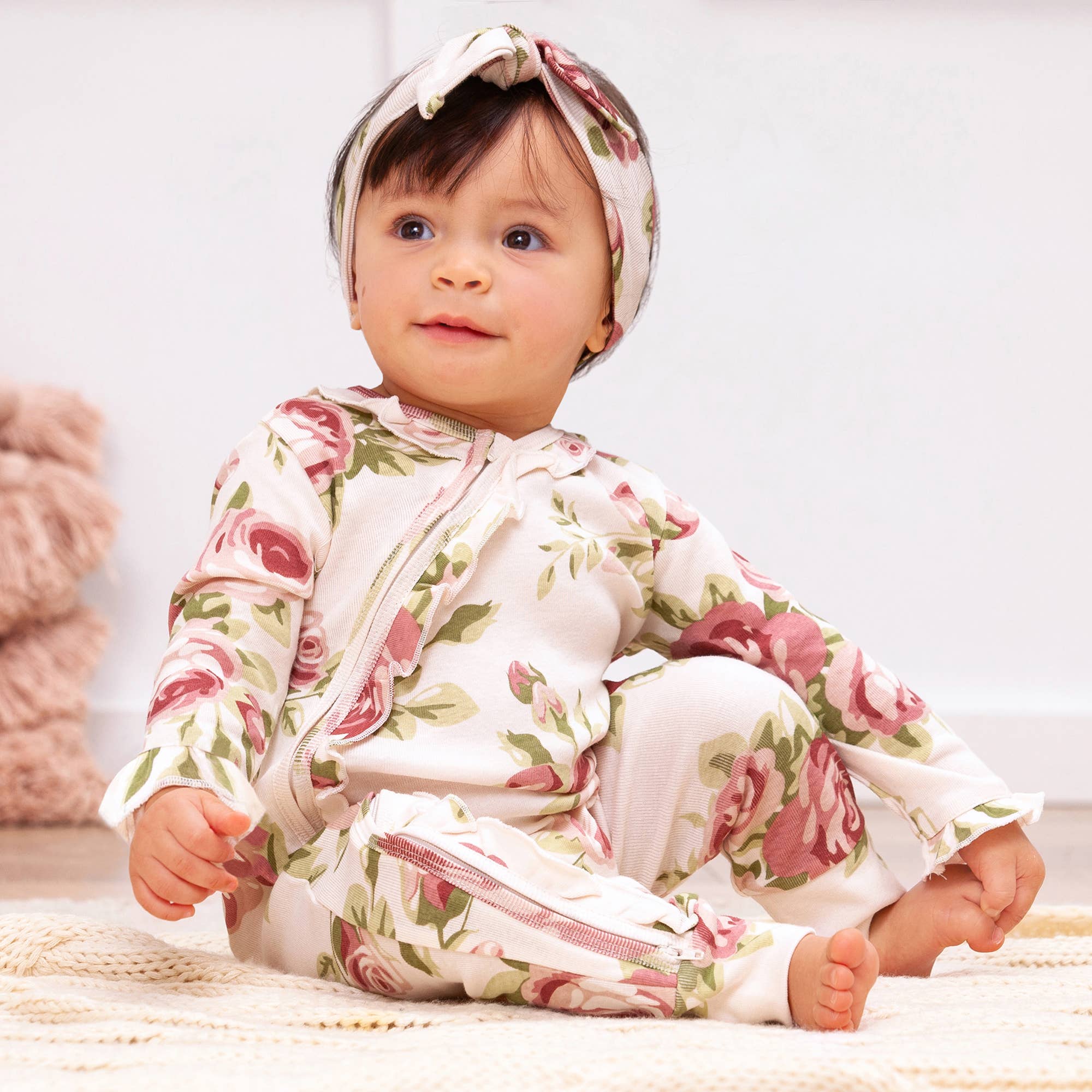 Tesa Babe Cabbage Rose Zippered Romper