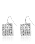 Gold square pave dangle earrings