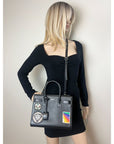 Saint Laurent Sac De Jour Embellished Patches Baby Black Leather Shoulder Bag