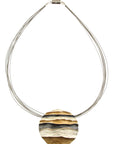 Ocean Waves Emboss Round Pendant Necklace