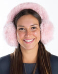 Women's Adjustable Earmuffs - Long Fur - Rose