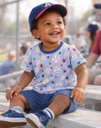 Grand Slam Baseball Bamboo Tee & Cotton Shorts Set for Boys