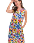 Foil Sun-Sational Linen Printed Leaf Dress FO7465