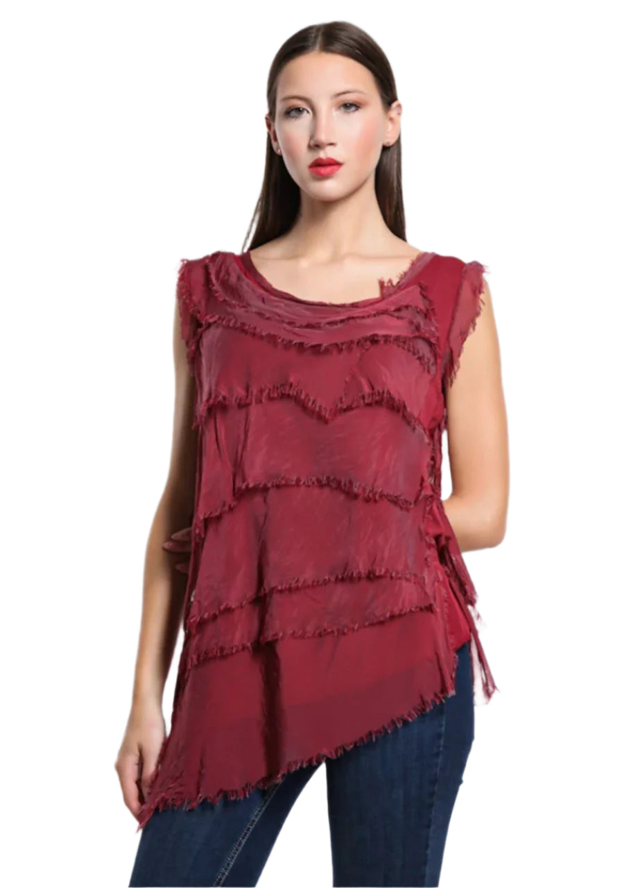 Tina Stephens Arianna Silk Ruffle Top BT205