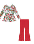 Posh Peanut Beatrix Henley Peplum Top & Bell Bottom Set