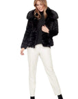 Carre Noir Coat Textured Faux Fur 6554