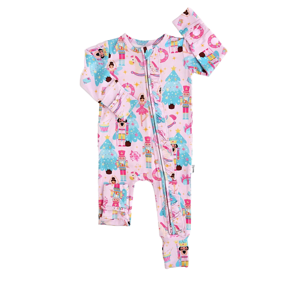 Gigi and Max Natalie Nutcracker Bamboo Ruffle Zip Onesie