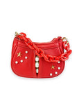 Doe a Dear Pearl Studs Mini Leather Shoulder Bag