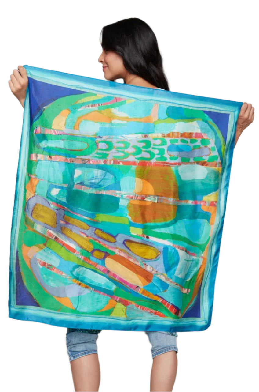 Claire Desjardins Peacock In A Pen Silk Scarf 92140