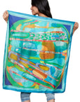 Claire Desjardins Peacock In A Pen Silk Scarf 92140