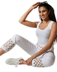Frank Lyman White Sequin Cut Out Jeans 211112U