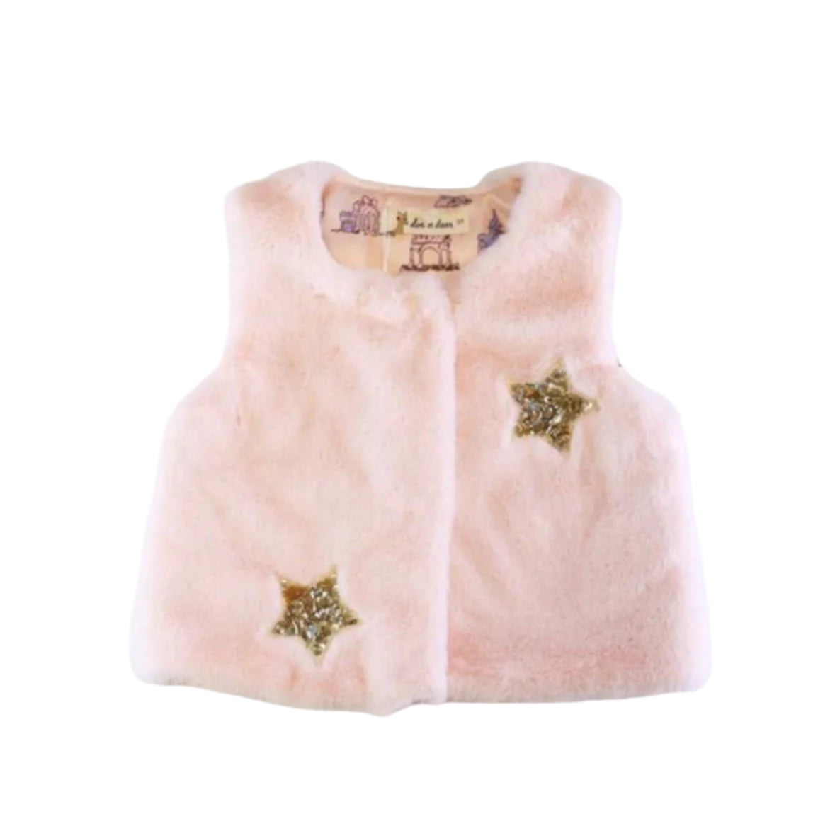 Doe a Dear Sequin Star Faux Fur Vest