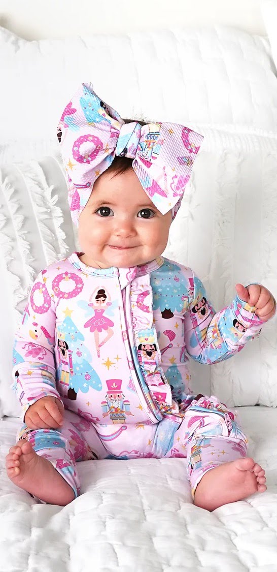 Gigi and Max Natalie Nutcracker Bamboo Ruffle Zip Onesie
