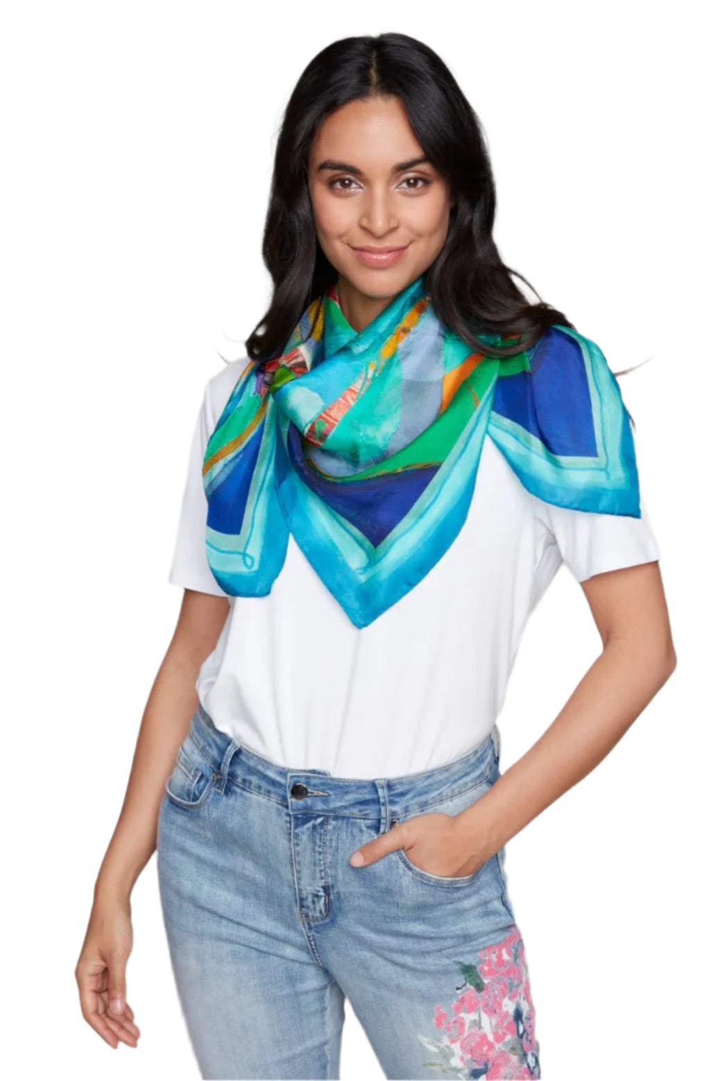Claire Desjardins Peacock In A Pen Silk Scarf 92140